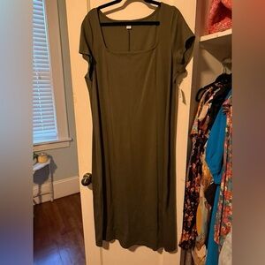 Old Navy Olive Green Scoop-Neck Maxi Dress